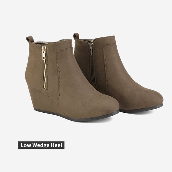 Pointed Toe Suede Wedge Bootie - TAUPE SUEDE - 4